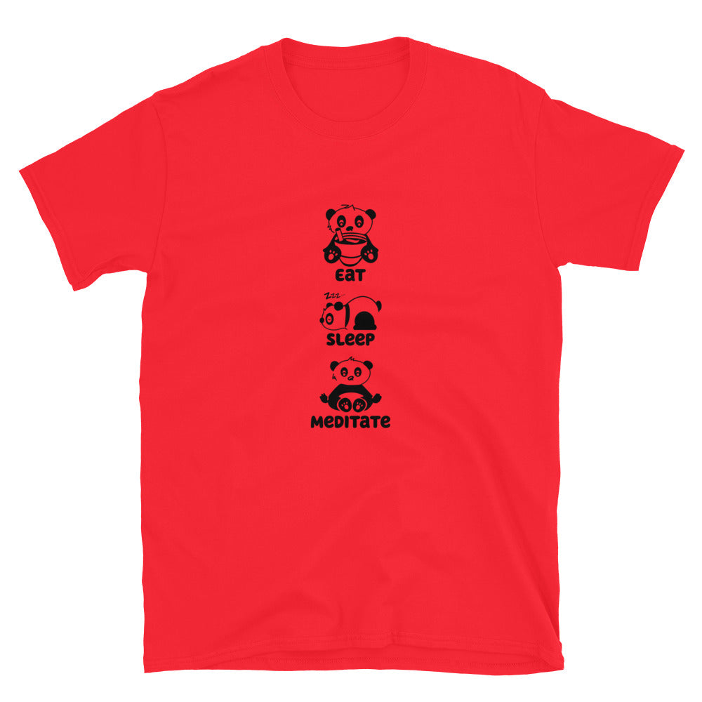 Eat Sleep Meditate Panda TShirt - Red Color - https://ascensionemporium.net